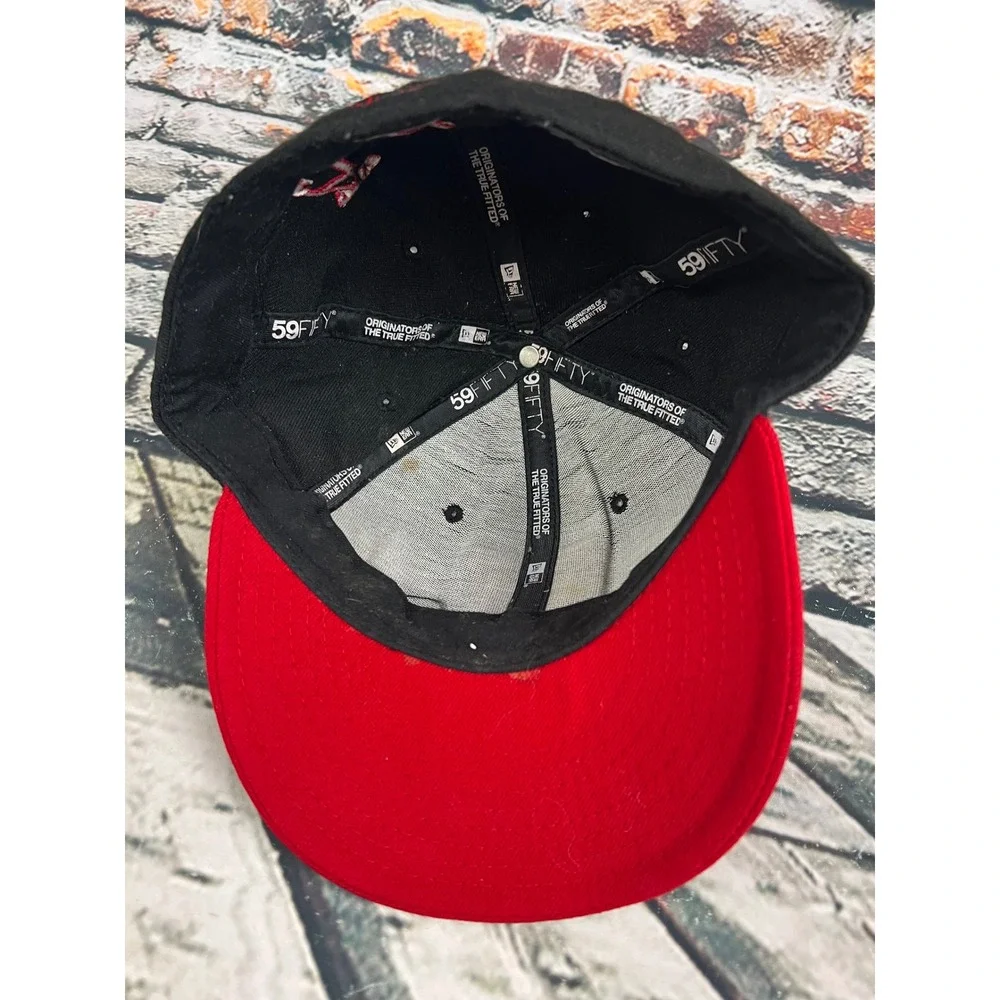 Nebraska Huskers New Era 59FIFTY Fitted Hat Cap Black Red R.O.R. Size‎ 7 5/8